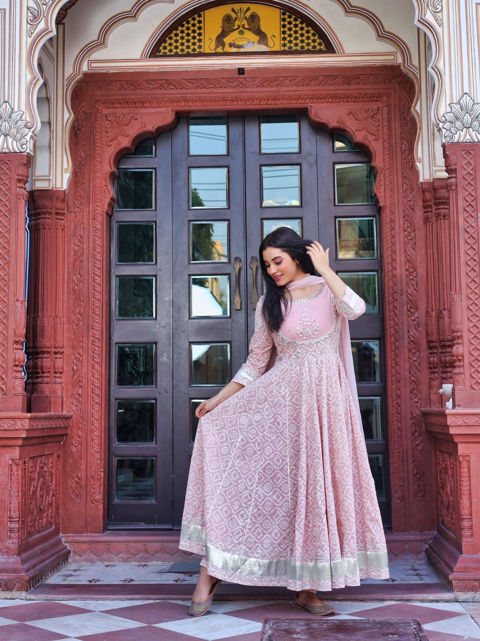 Pink Classical Silk Long Anarkali Gown SFSA258902B – ShreeFashionWear